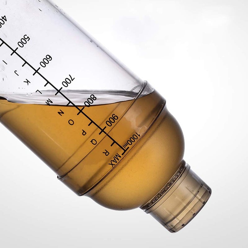 FEOOWV Plastic Cocktail Shaker,Drink Mixer Hand Shaker Cup with Scales,Transparent (33 oz / 1000cc) - Image 4